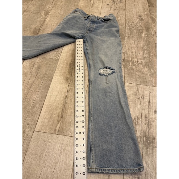 RE/DONE Originals High Rise Straight Leg Jeans Light Wash Distressed Blue Sz 27 - Picture 4 of 12